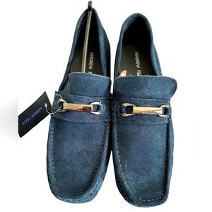 NEW Andrew Fezza Men’s Blue Suede Shoes Slip On Size 9
